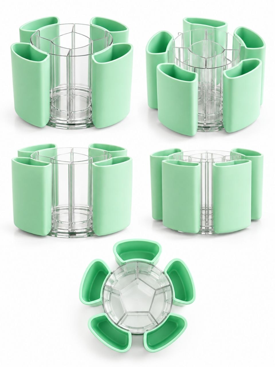 360° Rotating Organizer with 5 Compartments – Multipurpose Desk & Makeup Storage