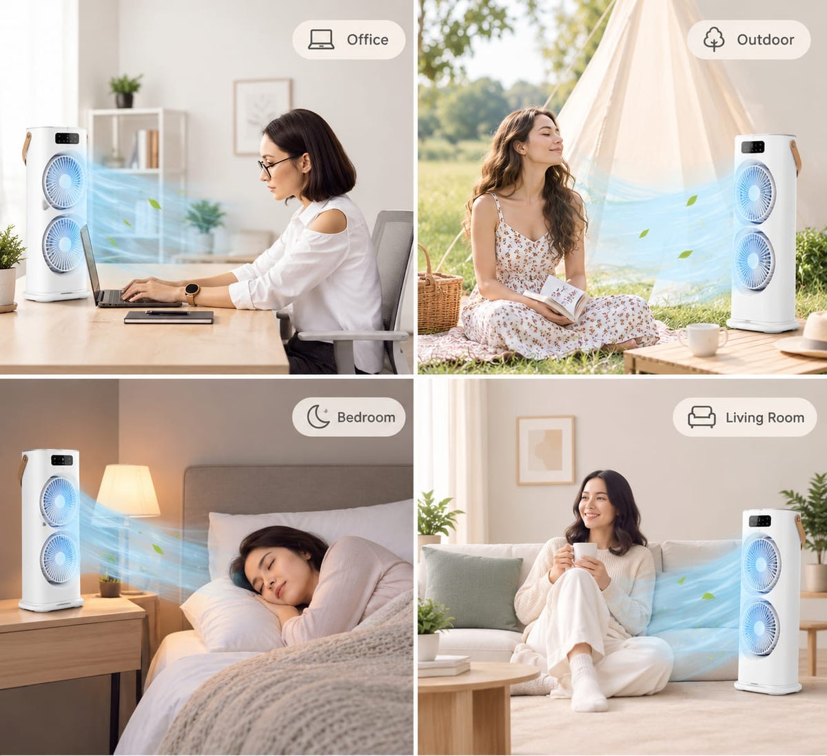 Electric Fan Desktop Double-head Powerful Air Cooler (1 Pc With Remote)