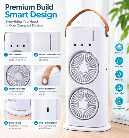 Electric Fan Desktop Double-head Powerful Air Cooler (1 Pc With Remote)