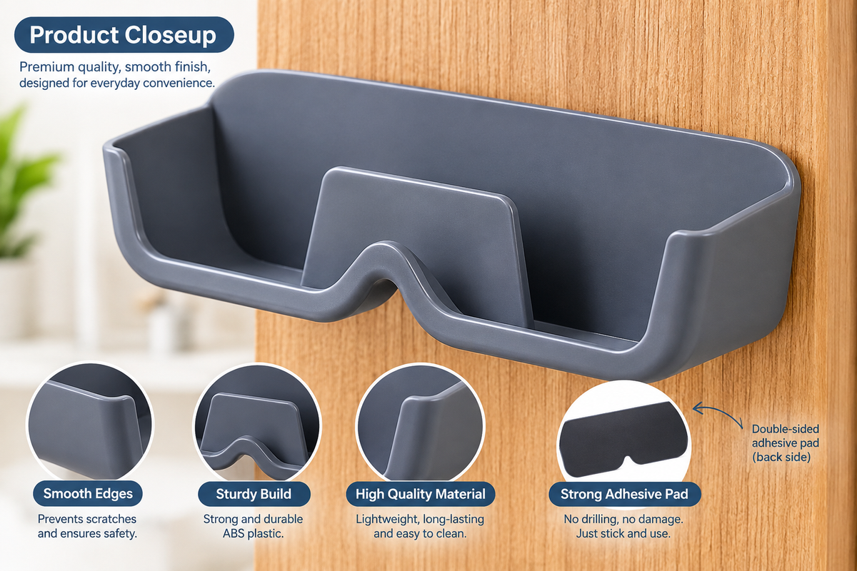 Adhesive Wall Mounted Glasses Holder – No-Drill Eyewear Organizer