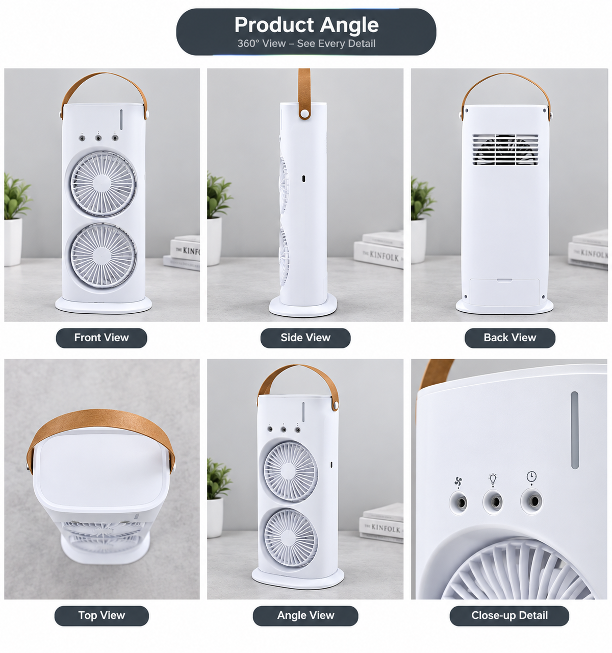 Electric Fan Desktop Double-head Powerful Air Cooler (1 Pc With Remote)