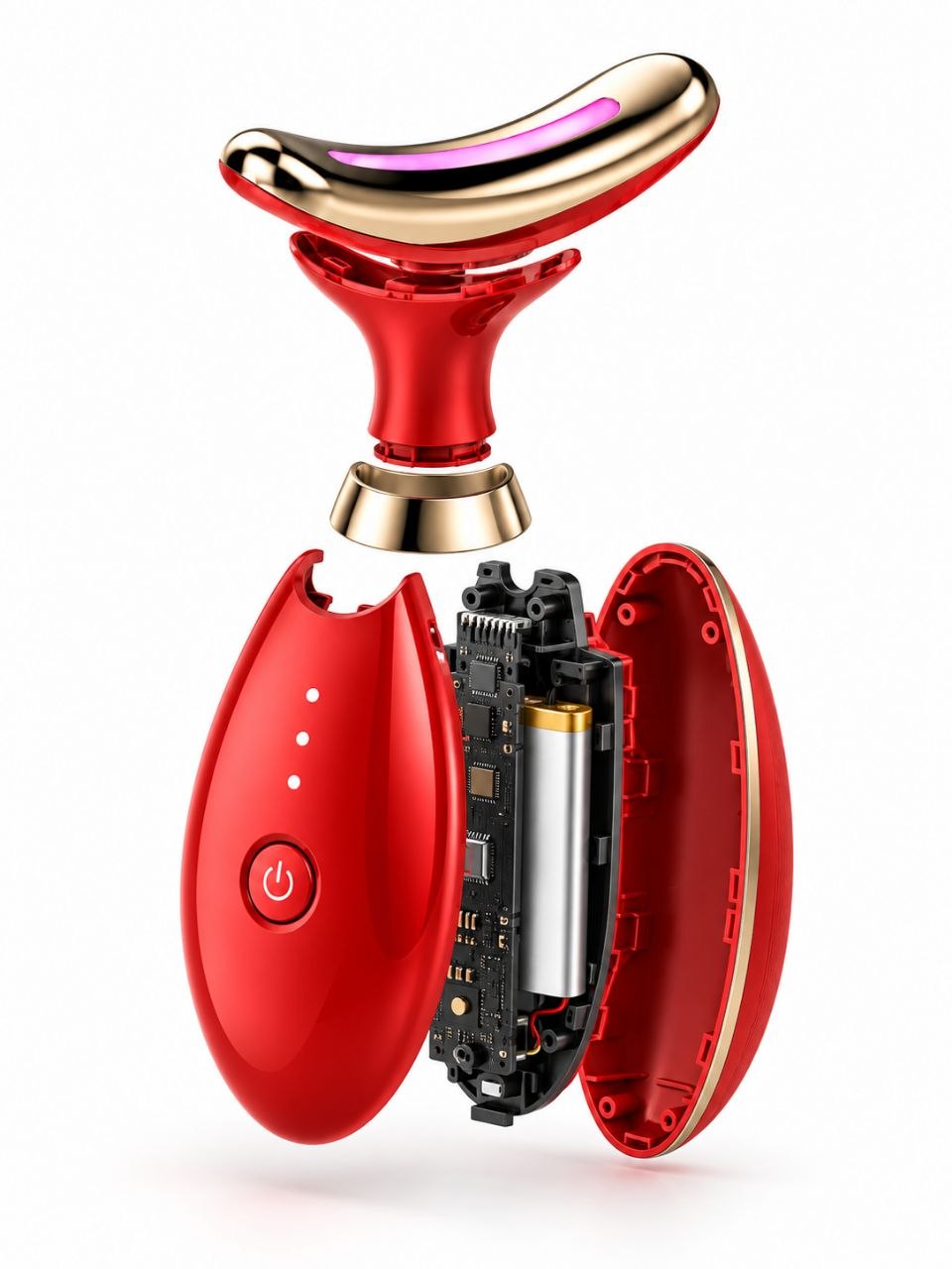 LED Facial Skin Rejuvenation Device with Heat & Vibration – Red Light Beauty Massager