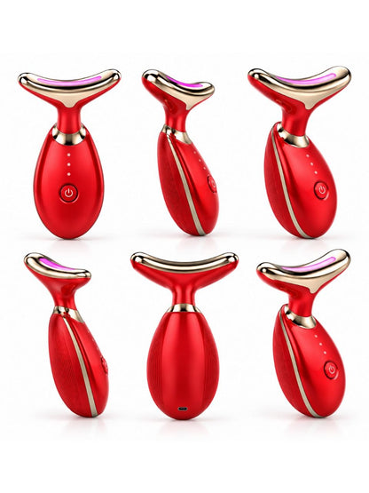LED Facial Skin Rejuvenation Device with Heat & Vibration – Red Light Beauty Massager