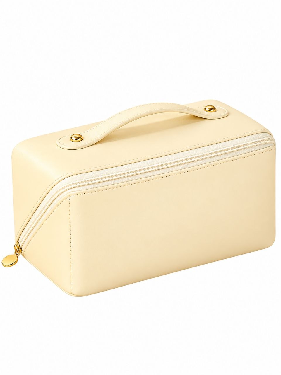 Premium Travel Cosmetic Organizer Bag with Compartments & Handle – Beige
