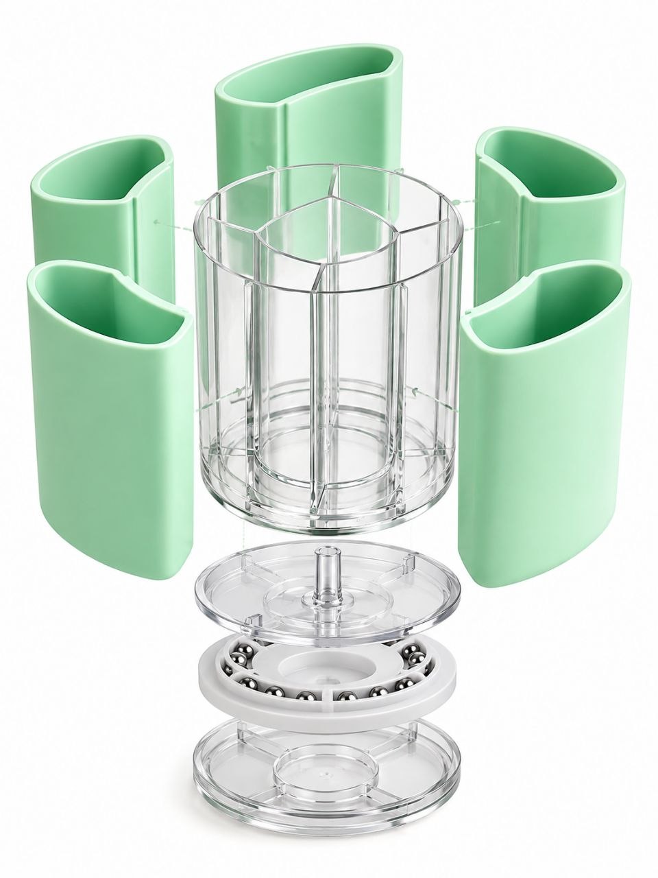 360° Rotating Organizer with 5 Compartments – Multipurpose Desk & Makeup Storage