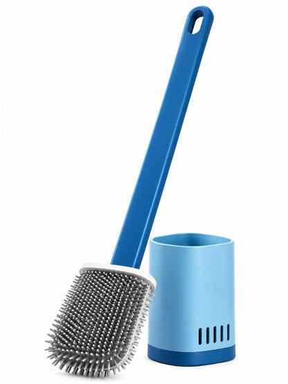 Flexible Silicone Toilet Brush with Quick-Dry Holder – Deep Cleaning Bathroom Scrubber