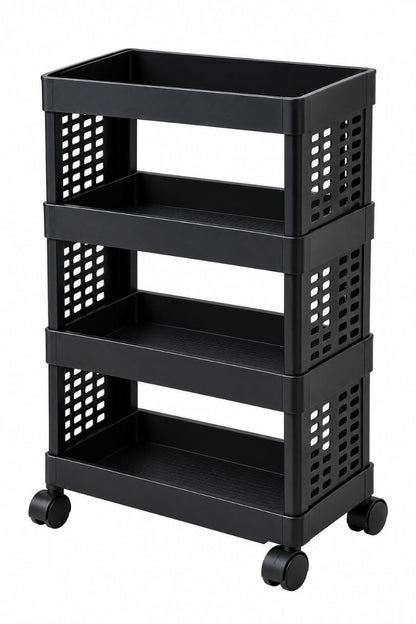 4-Tier Plastic Storage Rack with 360° Wheels – Multi-Purpose Organizer Trolley