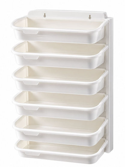 6-Tier Wall-Mounted Kitchen Storage Rack – Multi-Purpose Food & Vegetable Organizer