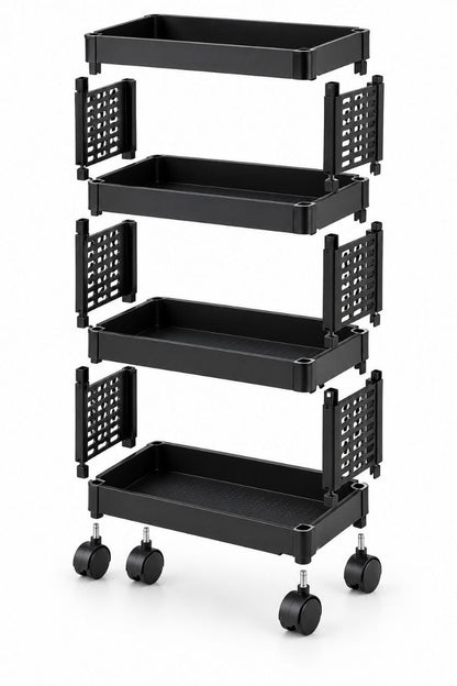 4-Tier Plastic Storage Rack with 360° Wheels – Multi-Purpose Organizer Trolley