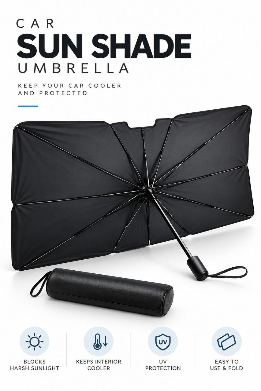 Car Windshield Sun Shade Umbrella – Foldable Heat & Sun Protection