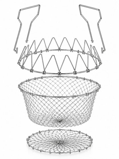 Foldable Stainless Steel Strainer Basket – Multipurpose Kitchen Draining & Cooking Basket