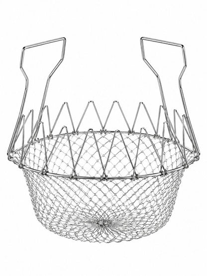 Foldable Stainless Steel Strainer Basket – Multipurpose Kitchen Draining & Cooking Basket