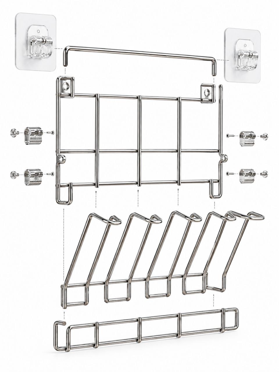 Space-Saving Stainless Steel Cup Rack – Wall-Mounted Glass Holder