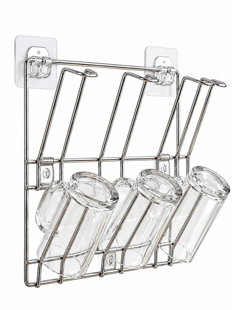 Space-Saving Stainless Steel Cup Rack – Wall-Mounted Glass Holder
