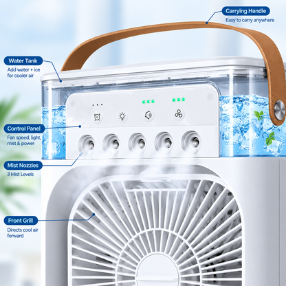 Portable Air Conditioner Fan 7 Color Changing Light (Big 1 Pc)