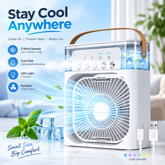 Portable Air Conditioner Fan 7 Color Changing Light (Big 1 Pc)