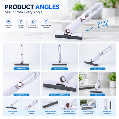 4707 Portable Self-squeeze Short Mop Mini Hand Wash-free Strong Absorbent Mop With 1 Cotton Head Cleaning Sponge For Bathroom Kitchens Table