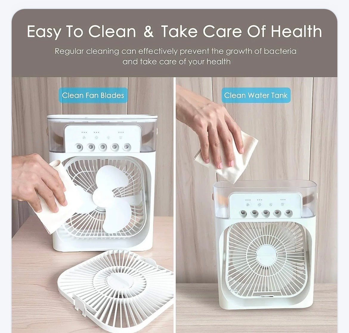 Portable Air Conditioner Fan 7 Color Changing Light (Big 1 Pc)