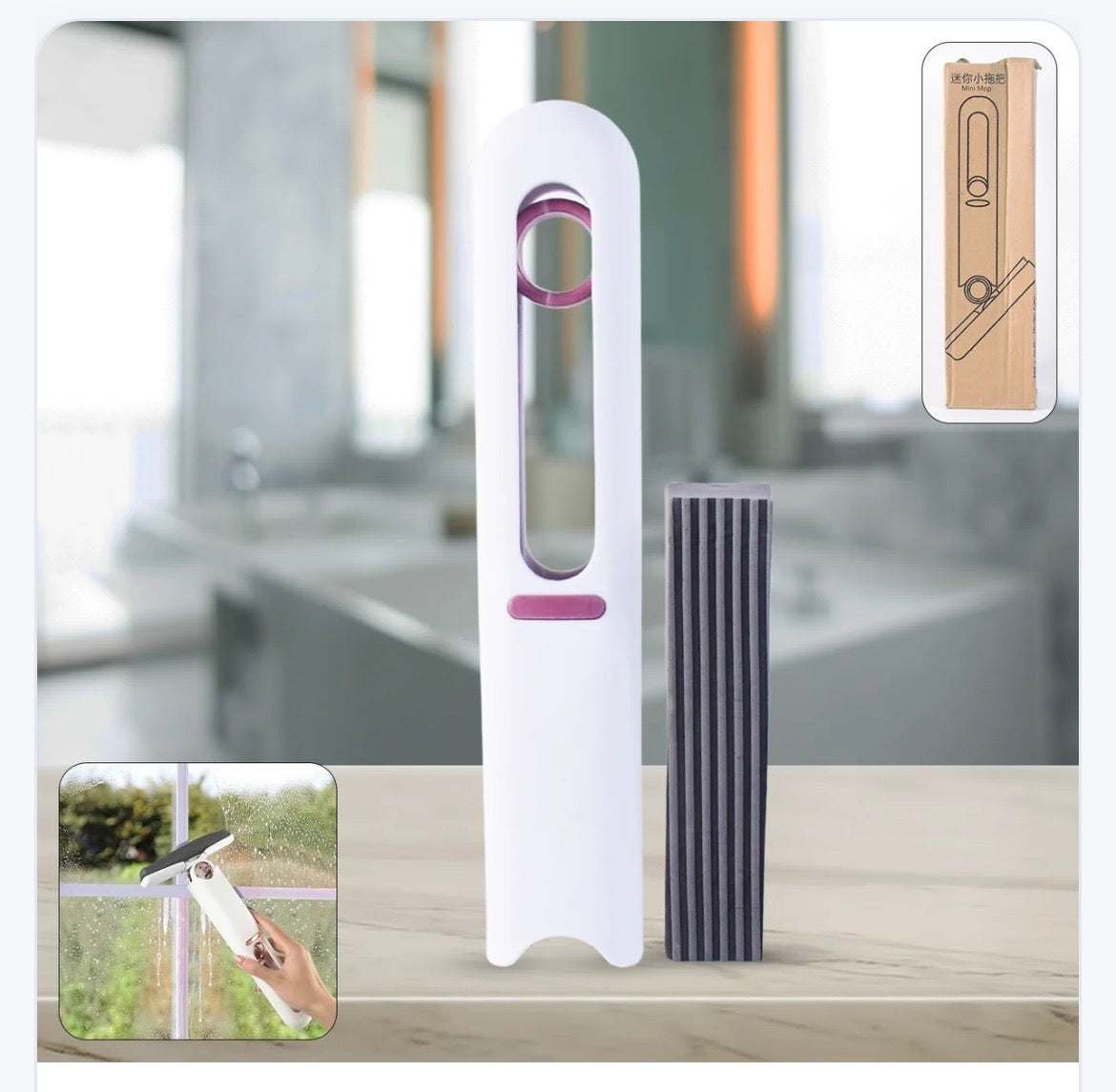 4707 Portable Self-squeeze Short Mop Mini Hand Wash-free Strong Absorbent Mop With 1 Cotton Head Cleaning Sponge For Bathroom Kitchens Table