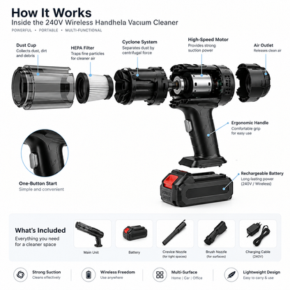 Multifunction 240v Wireless Handheld Vacuum Cleaner (1 Set)