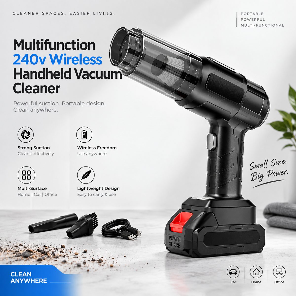 Multifunction 240v Wireless Handheld Vacuum Cleaner (1 Set)