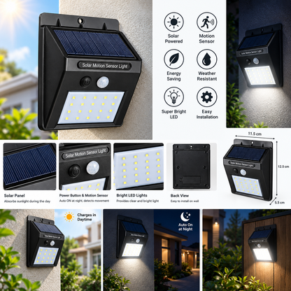 Solar Motion Sensor LED Outdoor Wall Light