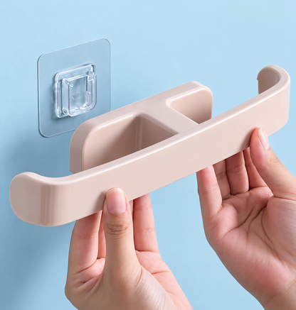 Adhesive Wall Mounted Storage Rack – No Drill Snap-Fit Organizer