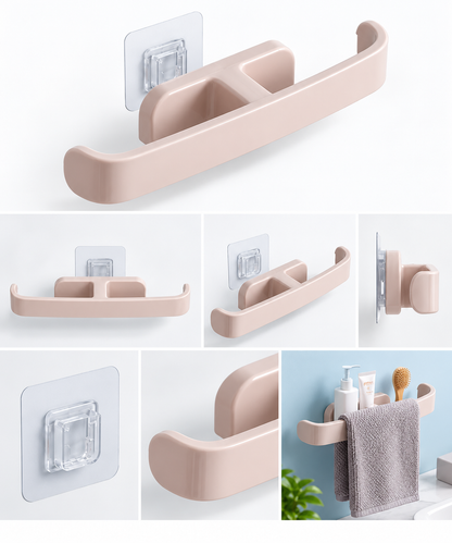 Adhesive Wall Mounted Storage Rack – No Drill Snap-Fit Organizer