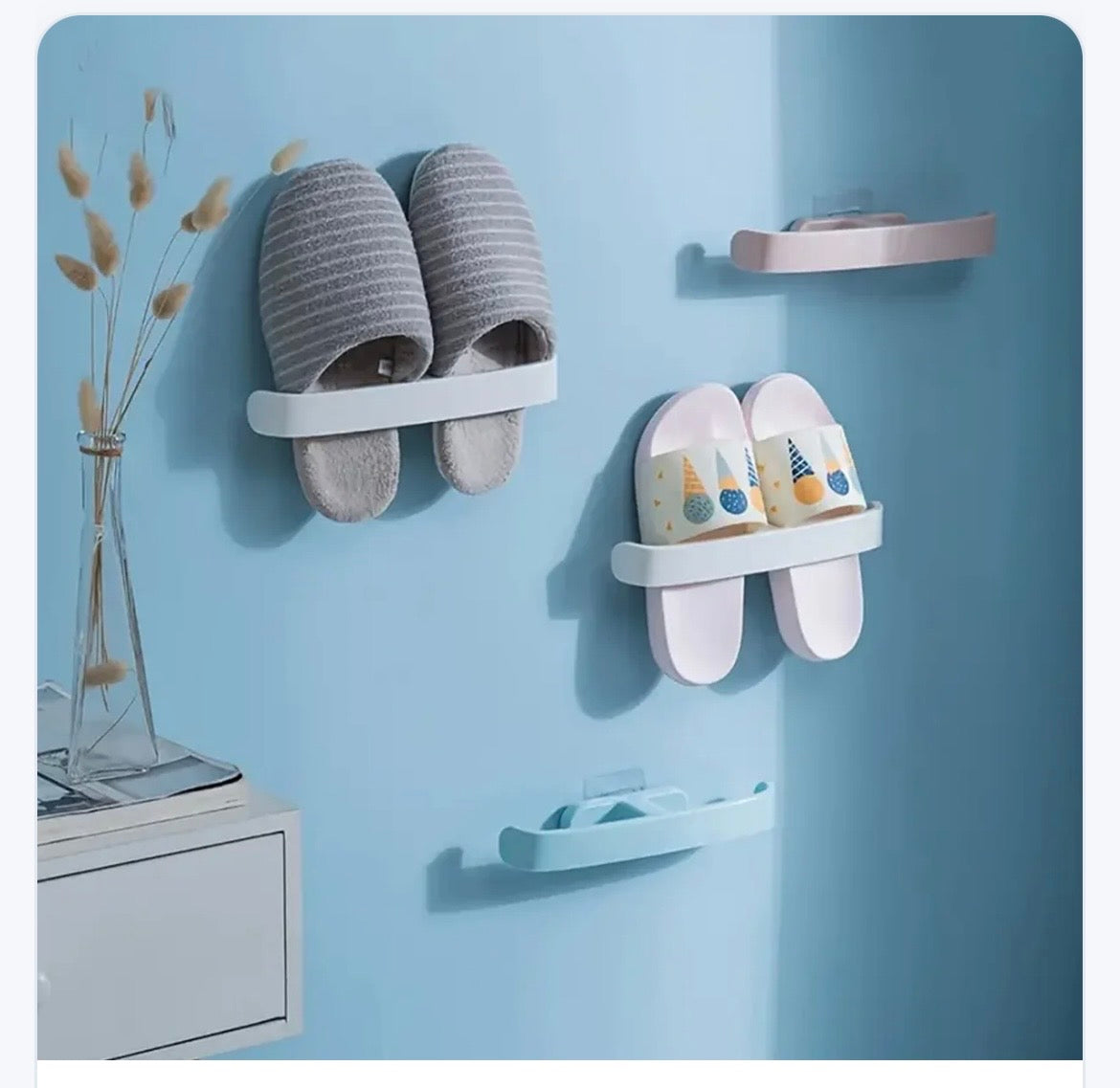 Adhesive Wall Mounted Storage Rack – No Drill Snap-Fit Organizer