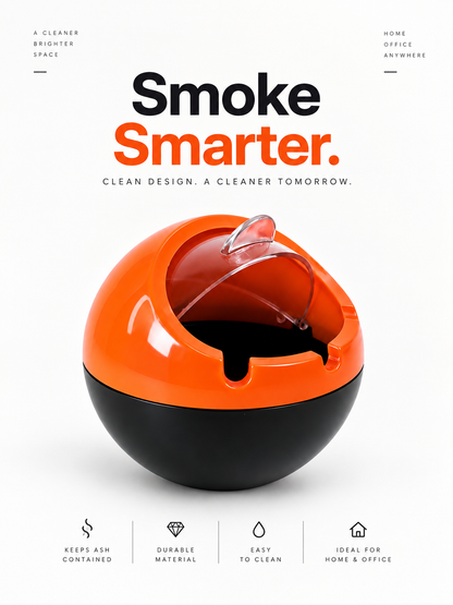 Smokeless Ashtray with Lid – Covered Cigarette Ash Holder