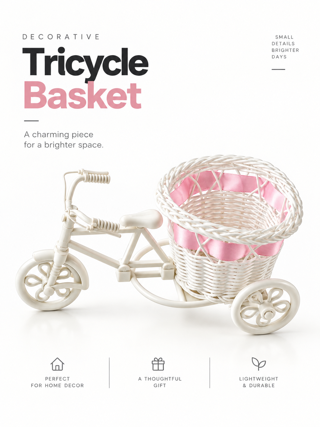 Decorative Tricycle Flower Basket – Mini Cycle Home Decor & Gift Holder