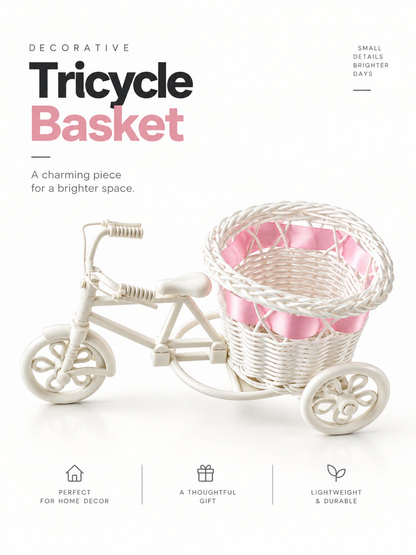 Decorative Tricycle Flower Basket – Mini Cycle Home Decor & Gift Holder