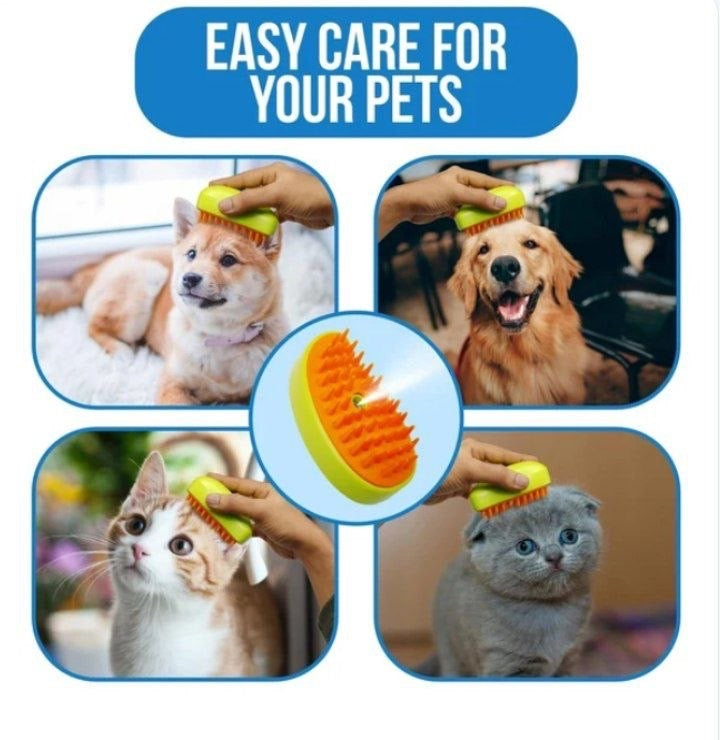 2-in-1 Refillable Pet Grooming & Massage Brush – Water Spray Hair Remover for Cats & Dogs