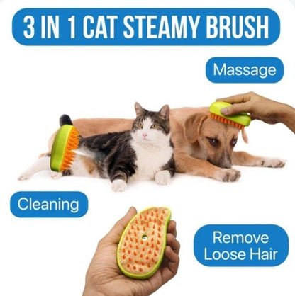 2-in-1 Refillable Pet Grooming & Massage Brush – Water Spray Hair Remover for Cats & Dogs