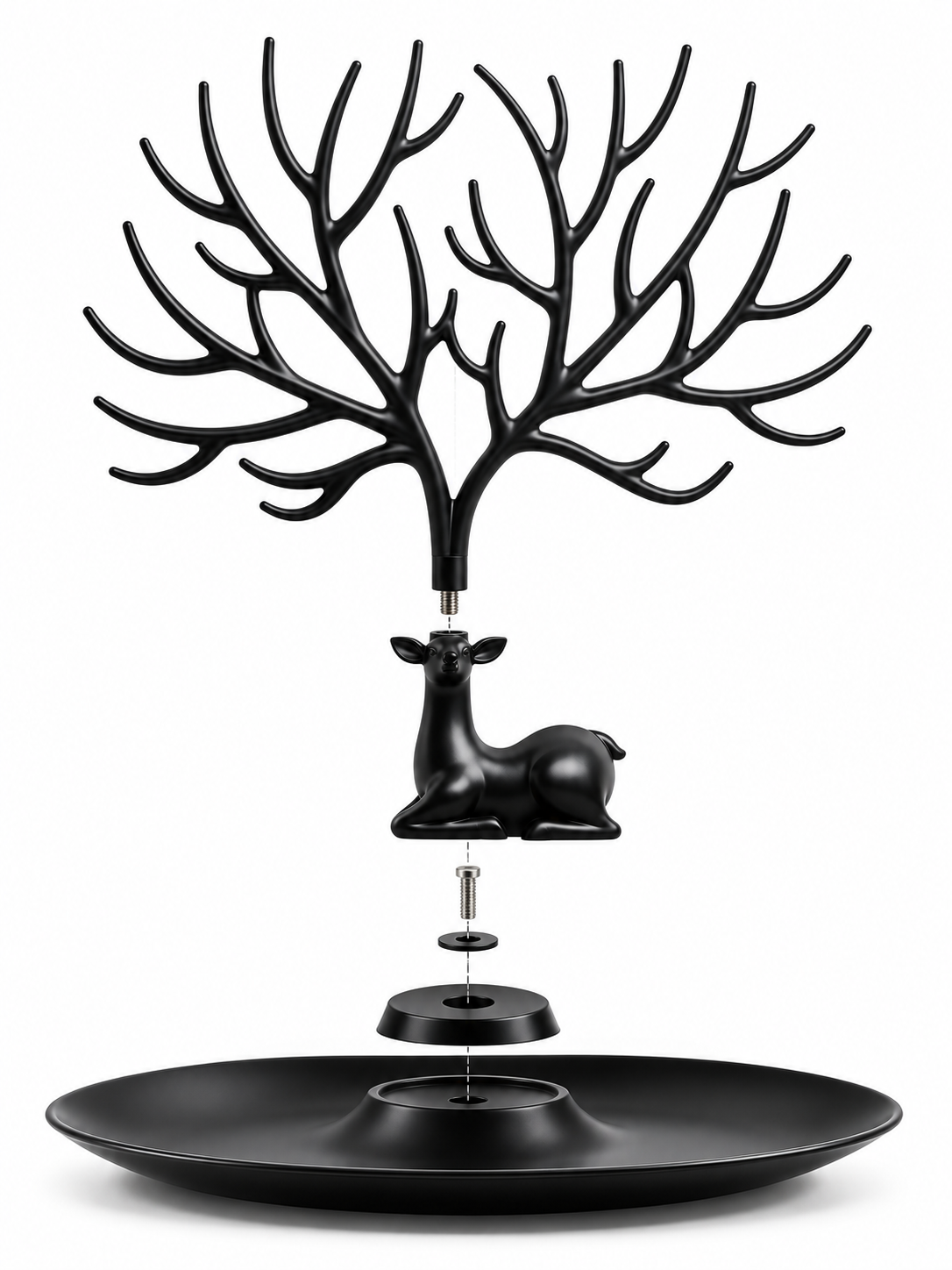 Elegant Deer Jewelry Stand with Antler Tree Design & Storage Tray – Necklace, Bracelet & Ring Organizer
