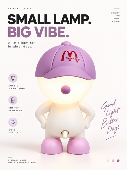 Cute Cartoon LED Table Lamp – Soft Warm Light Night Lamp for Bedroom & Home Decor