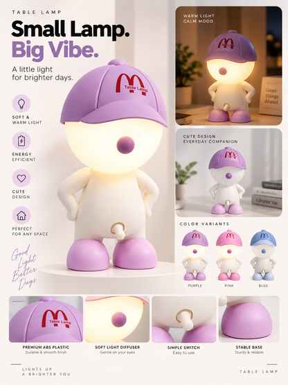 Cute Cartoon LED Table Lamp – Soft Warm Light Night Lamp for Bedroom & Home Decor