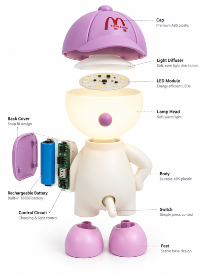 Cute Cartoon LED Table Lamp – Soft Warm Light Night Lamp for Bedroom & Home Decor