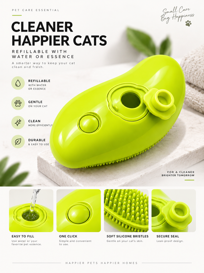 2-in-1 Refillable Pet Grooming & Massage Brush – Water Spray Hair Remover for Cats & Dogs