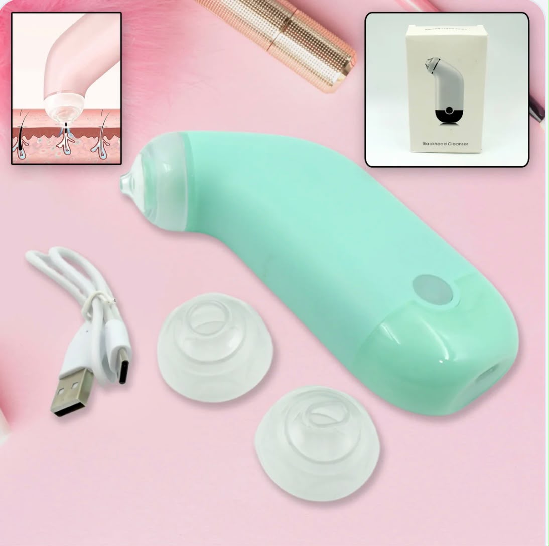 Electric Blackhead Remover Vacuum – USB Rechargeable Pore Cleaner with 2 Replaceable Suction Heads