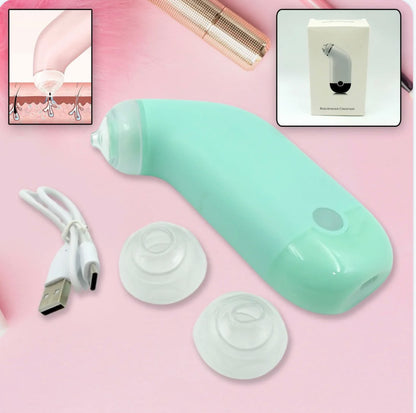 Electric Blackhead Remover Vacuum – USB Rechargeable Pore Cleaner with 2 Replaceable Suction Heads