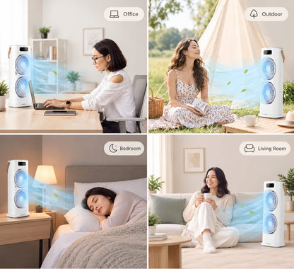 Electric Fan Desktop Double-head Powerful Air Cooler (1 Pc With Remote)