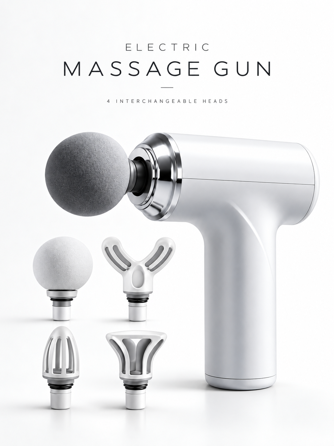 Electric Massage Gun – 4 Interchangeable Heads | Full Body Muscle Massager