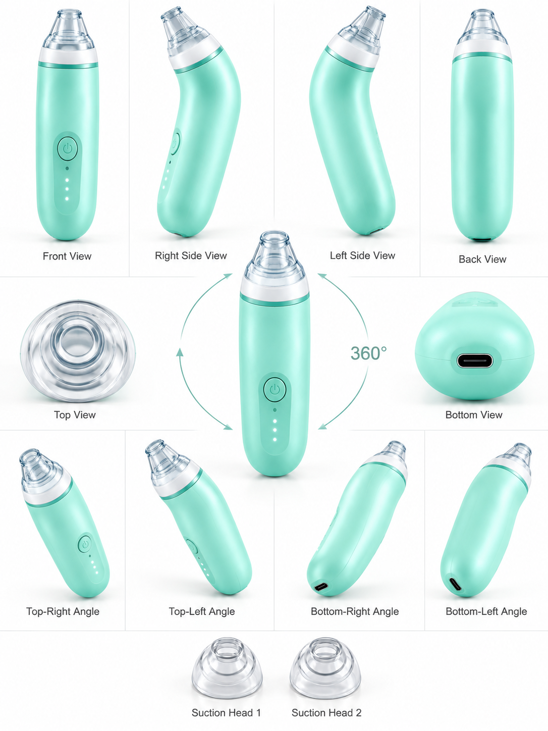 Electric Blackhead Remover Vacuum – USB Rechargeable Pore Cleaner with 2 Replaceable Suction Heads