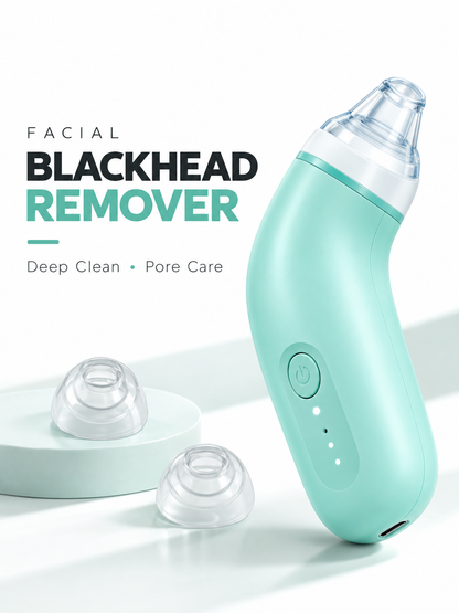 Electric Blackhead Remover Vacuum – USB Rechargeable Pore Cleaner with 2 Replaceable Suction Heads